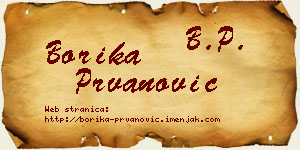 Borika Prvanović vizit kartica